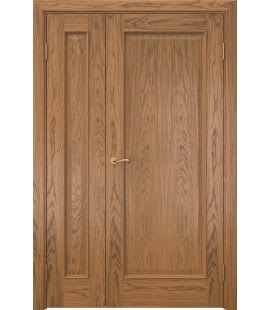 Двустворчатая межкомнатная дверь, SK013 (шпон дуб античный с патиной, глухая)