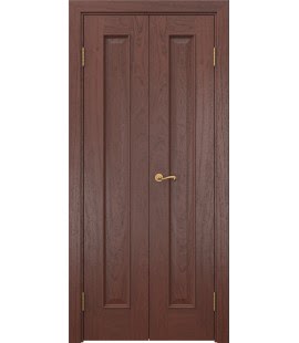 Распашная двустворчатая дверь SK013 (шпон красное дерево, глухая, 40 см) — 15046