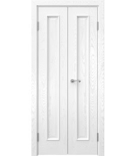 Распашная двустворчатая дверь SK013 (шпон ясень белый, глухая, 40 см) — 15050