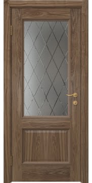 Межкомнатная дверь, SK014 (шпон американский орех, со стеклом)