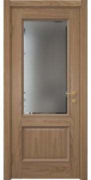 Межкомнатная дверь SK014 (шпон дуб светлый, стекло с фацетом) — 5919