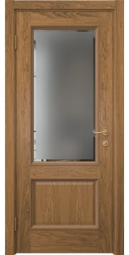 Межкомнатная дверь SK014 (шпон дуб античный с патиной, стекло с фацетом) — 5922