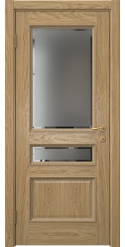 Межкомнатная дверь SK015 (натуральный шпон дуба, стекло с фацетом) — 5940