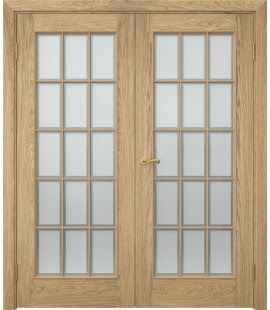 Двустворчатая дверь SK005 (шпон дуб натуральный, сатинат рамка)