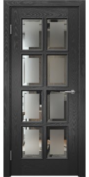 Межкомнатная дверь SK016 (шпон ясень черный, стекло с фацетом) — 6063