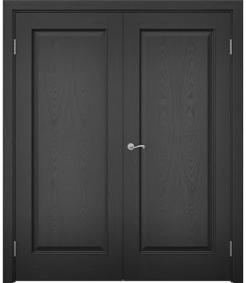 Распашная двустворчатая дверь SK005 (шпон ясень черный, глухая) — 15087