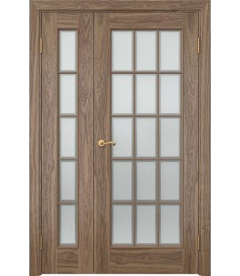 Полуторная дверь SK005 (шпон американский орех, сатинат рамка)