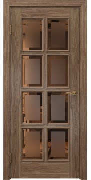 Межкомнатная дверь SK016 (шпон американский орех, стекло бронзовое с фацетом) — 6059