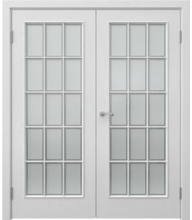 Двустворчатая дверь SK005 (шпон ясень серый, сатинат рамка)