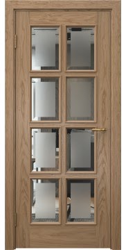 Межкомнатная дверь в стиле прованс, SK016 (шпон дуб светлый, стекло с фацетом)