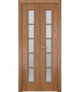 Распашная двустворчатая дверь SK005 (шпон «дуб античный с патиной», сатинат рамка, 40 см) — 15060