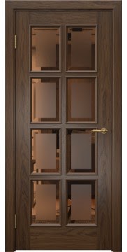 Межкомнатная дверь SK016 ( шпон мореный дуб, стекло с фацетом бронза)