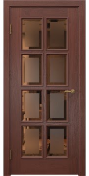 Межкомнатная дверь SK016 (шпон красное дерево, стекло бронзовое с фацетом) — 6057