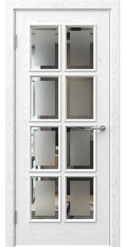 Межкомнатная дверь,
Дверь межкомнатная, SK016 (шпон ясень белый, стекло с фацетом)