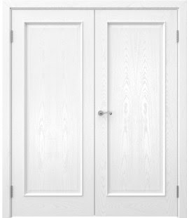 Распашная двустворчатая дверь SK005 (шпон ясень белый, глухая) — 15077