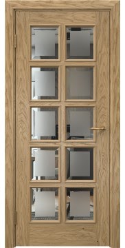 Багетная дверь, SK017 (натуральный шпон дуба, стекло с фацетом)