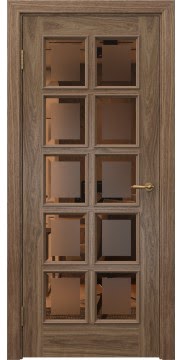 Межкомнатная дверь SK017 (шпон американский орех, стекло бронзовое с фацетом) — 6043
