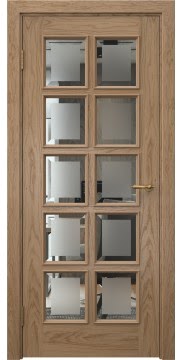 Межкомнатная дверь SK017 (шпон дуб светлый, стекло с фацетом) — 6037