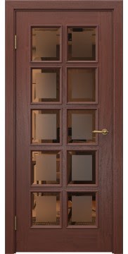 Межкомнатная дверь SK017 (шпон красное дерево, стекло бронзовое с фацетом) — 6041