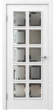 Межкомнатная дверь SK017 (шпон ясень белый, стекло с фацетом) — 6045