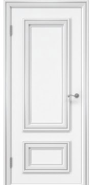 Межкомнатная дверь, SK018 (эмаль белая патина серебро, глухая)