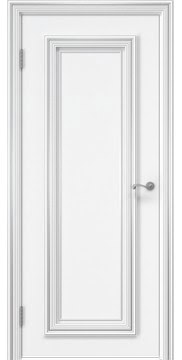 Дверь межкомнатная, SK019 (эмаль белая патина серебро, глухая)