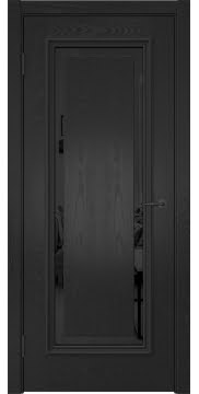 Межкомнатная дверь, SK021 (шпон ясень черный, триплекс черный)