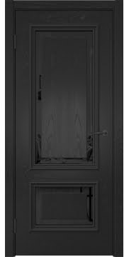 Дверь шпонированная, SK022 (шпон ясень черный, триплекс черный)