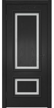 Дверь межкомнатная, SK022 (шпон ясень черный, триплекс белый)