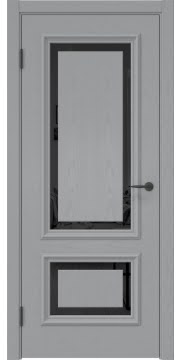 Филенчатая дверь, SK022 (шпон ясень серый, триплекс черный)