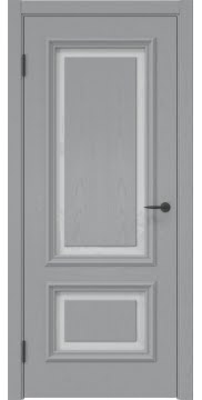 Узкая межкомнатная дверь SK022 (шпон ясень серый, триплекс белый)