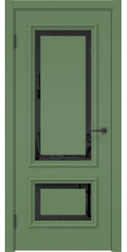 Дверь межкомнатная, SK022 (эмаль RAL 6011, триплекс черный)
