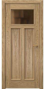 Межкомнатная дверь SL001 (натуральный шпон дуба, стекло бронзовое кризет) — 6065