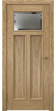 Межкомнатная дверь SL001 (натуральный шпон дуба, стекло с фацетом) — 6066