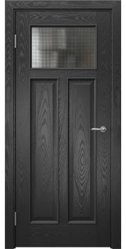 Межкомнатная дверь SL001 (шпон ясень черный, стекло кризет) — 6083
