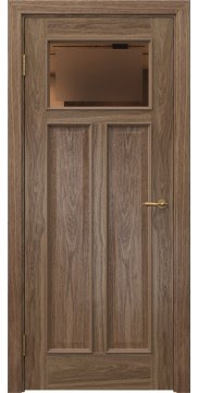 Межкомнатная дверь SL001 (шпон американский орех, стекло бронзовое с фацетом) — 6078