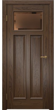 Межкомнатная дверь SL001 (шпон мореный дуб, стекло бронзовое с фацетом) — 6069