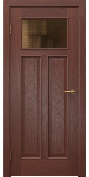 Дверь межкомнатная, SL001 (шпон красное дерево, остекленная)