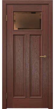 Дверь межкомнатная, SL001 (шпон красное дерево, со стеклом)