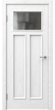 Межкомнатная дверь SL001 (шпон ясень белый, стекло кризет) — 6080