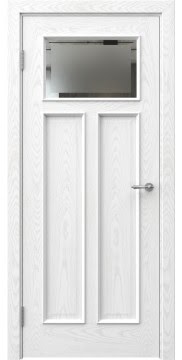 Межкомнатная дверь, SL001 (шпон ясень белый, стекло с фацетом)
