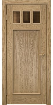 Межкомнатная дверь SL002 (натуральный шпон дуба, стекло бронзовое кризет) — 6085