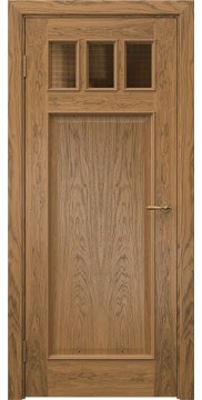 Межкомнатная дверь, SL002 (шпон дуб античный с патиной, остекленная)