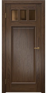 Межкомнатная дверь SL002 (шпон мореный дуб, стекло бронзовое кризет) — 6086