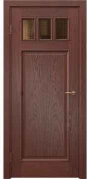 Дверь межкомнатная, SL002 (шпон красное дерево, остекленная)