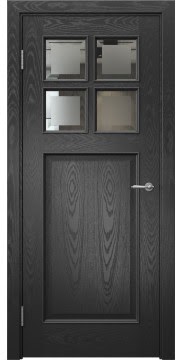 Межкомнатная дверь SL004 (шпон ясень черный, стекло с фацетом) — 6119