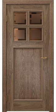 Межкомнатная дверь SL004 (шпон американский орех, стекло бронзовое с фацетом) — 6113