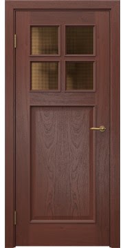 Дверь межкомнатная, SL004 (шпон красное дерево, остекленная)