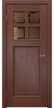 Дверь межкомнатная, SL004 (шпон красное дерево, со стеклом)