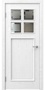 Межкомнатная дверь SL004 (шпон ясень белый, стекло с фацетом) — 6116